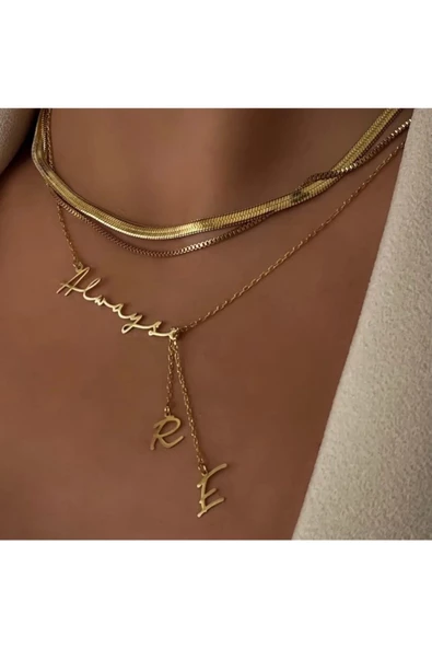 Kişiye Özel İsimli Ayrık Harfli 925 Ayar Gümüş Kadın Kolye