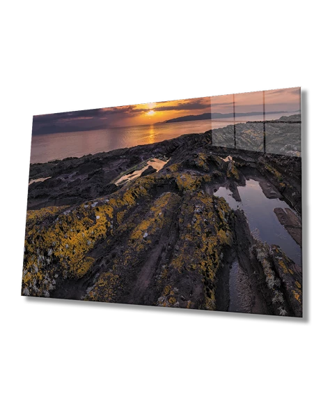 Gün Batımı Manzara Dekoratif ve Modern Cam Tablo