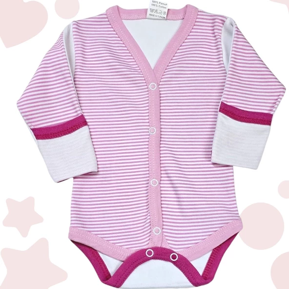 Önden Çıtçıtlı Kız Bebek Çıtçıtlı Body Zıbın - 2