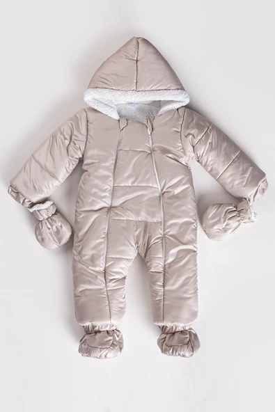 Soğuk ve Su Geçirmez İz Bırakmaz Pamuklu Kapüşonlu Kışlık Kız Erkek Bebek Astronot Tulum Kozmonot ürün görseli 1