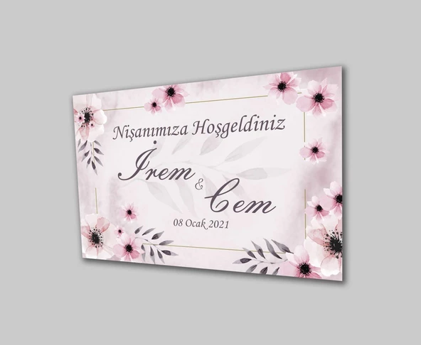 Düğün Nişan Hoşgeldiniz Dekoratif ve Modern Cam Tablo ürün görseli 1