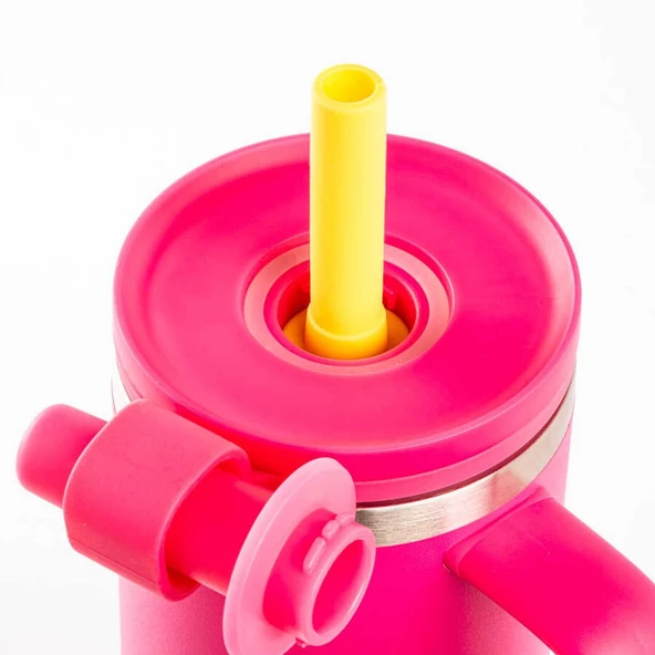 Tantitoni  Pipetli Paslanmaz Çelik Termos Bardak 1lt Pembe - 3