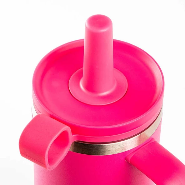Tantitoni  Pipetli Paslanmaz Çelik Termos Bardak 1lt Pembe - 2