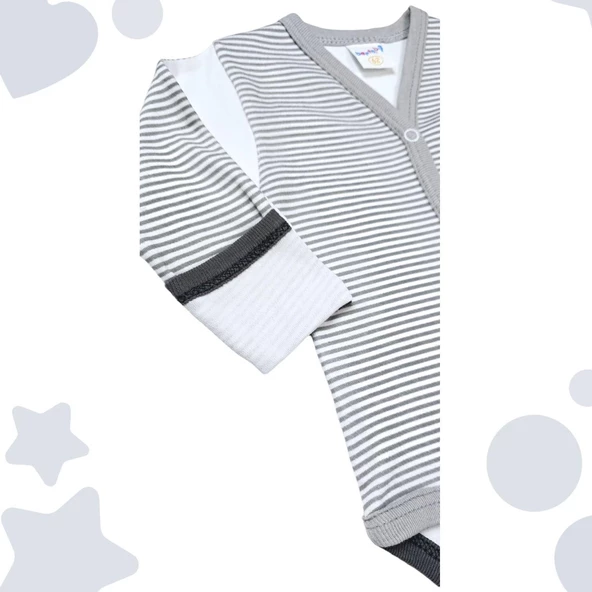Önden Çıtçıtlı Erkek Bebek Çıtçıtlı Body Zıbın - 3