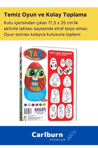 3 Yaş Üstü Çocuklar Için Zeka Geliştirici 6 Renk Akrilik Boyalı Fırçalı Taş Boyama Aktivite Seti - 5