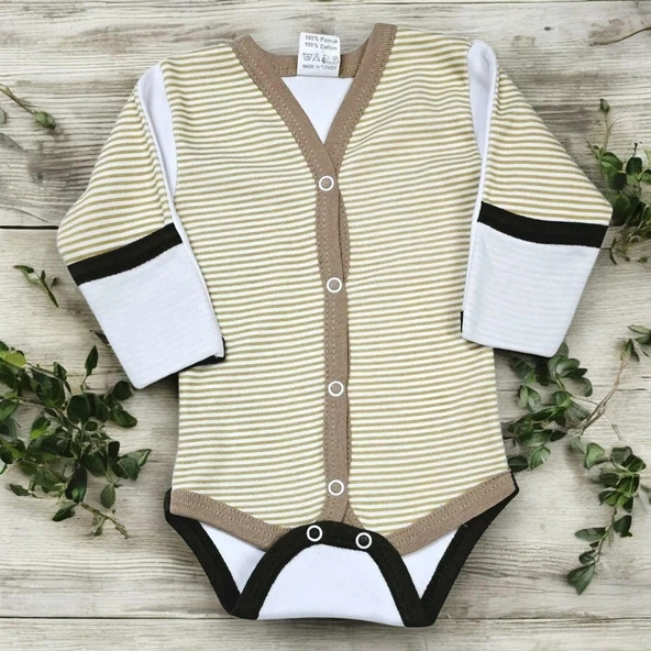 Önden Çıtçıtlı Erkek Bebek Çıtçıtlı Body Zıbın - 10