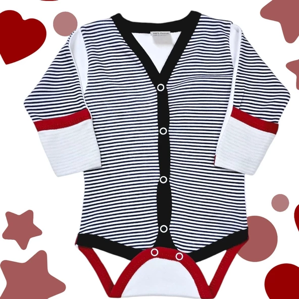 Önden Çıtçıtlı Erkek Bebek Çıtçıtlı Body Zıbın - 6