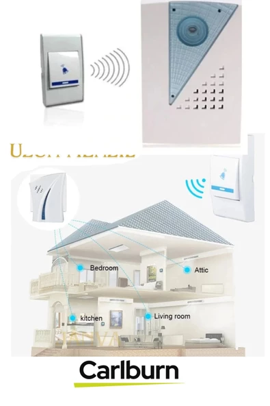 Lüks Pilli 12w Kolay Monte Edilen 100 Metre Uzaktan Kumandalı 24 Melodi Kablosuz Kapı Zili - 2