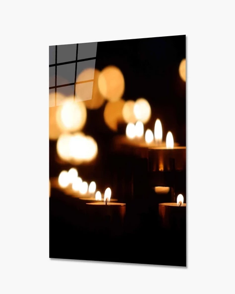 Mum Kandil Dekoratif ve Modern Cam Tablo ürün görseli