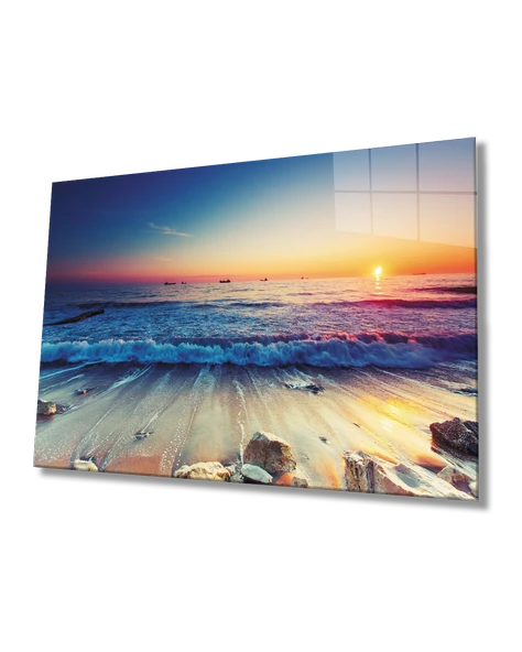 Gün Batımı Dekoratif ve Modern Cam Tablo   Sunset Table