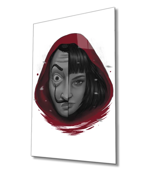 La Casa De Papel Kadın Dekoratif ve Modern Cam Tablo