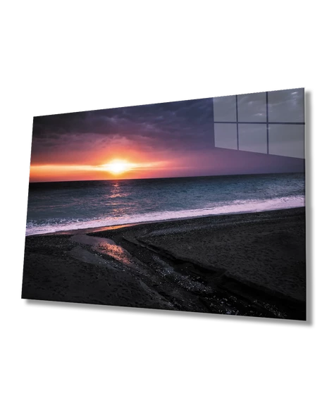 Gün Batımı Sahil Dekoratif ve Modern Cam Tablo   Sunset Beach Table ürün görseli