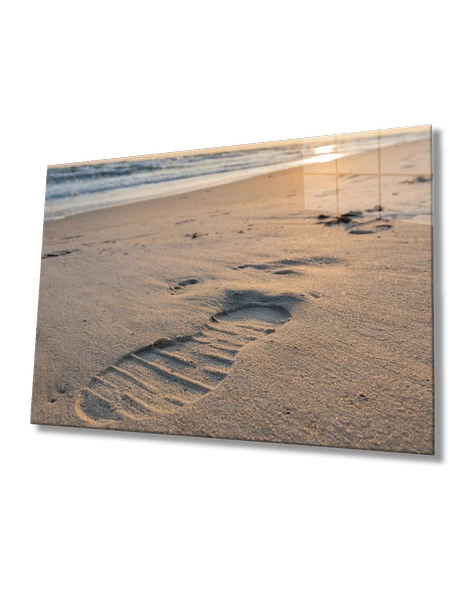 Sahil Ayak izi Dekoratif ve Modern Cam Tablo   Beach Footprint Table