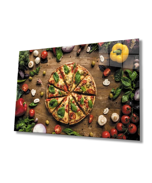 Pizza Mutfak Dekoratif ve Modern Cam Tablo   Pizza Kitchen
