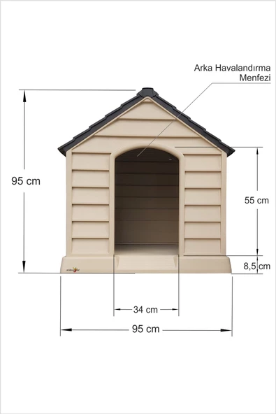 Dev Büyük Yüksek Geniş 100x95cm Isı Yalıtımlı Havalandırmalı Köpek Kulübesi Evi Yuvası Kümesi Kafesi - 5