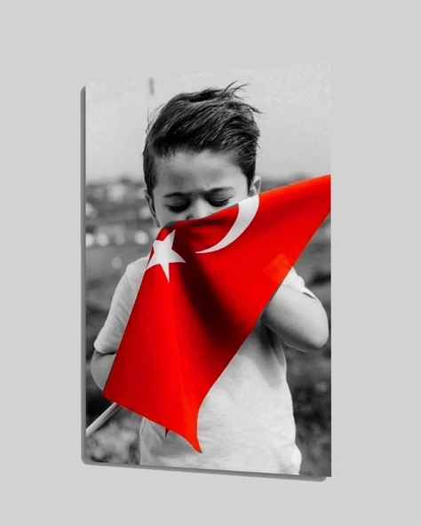Bayrak ve Çocuk Dekoratif ve Modern Cam Tablo ürün görseli