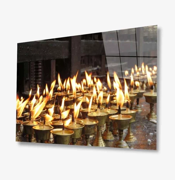 Mum Kandil Dekoratif ve Modern Cam Tablo ürün görseli 1