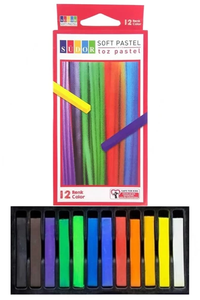 Toz Pastel Boya 12 Renk A4 Monalisa Eskiz Defteri Pastel Dağıtma Kalemi 1 Paket Toz Soft Pastel Boya 12li Yumuşak Pastel - 2