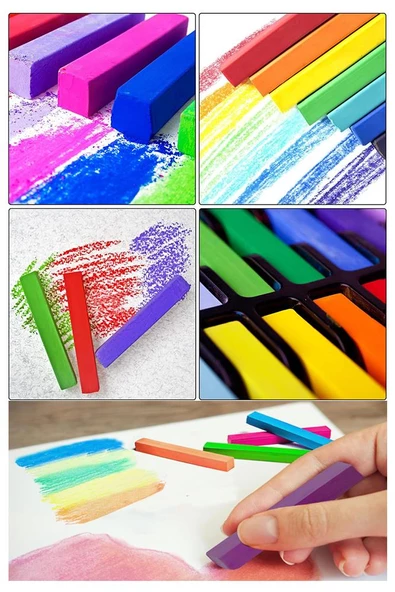 Toz Pastel Boya 12 Renk A4 Monalisa Eskiz Defteri Pastel Dağıtma Kalemi 1 Paket Toz Soft Pastel Boya 12li Yumuşak Pastel - 4