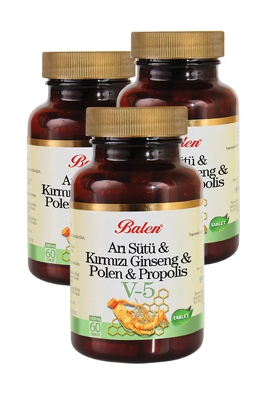 Balen V5 Arı Sütü Kırmızı Ginseng Propolis 60 Tablet 3'lü