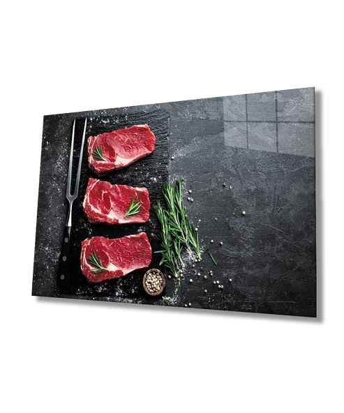 Et Dekoratif ve Modern Cam Tablo    Meat