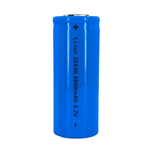 Hedyex 26650 Şarjlı Pil 8800mAh 4.2V Li-ion Pil Mavi 1Li Premium - 2