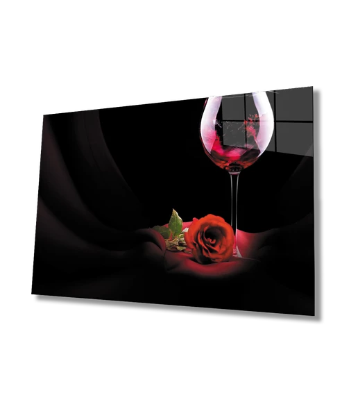 Kadeh ve Gül Dekoratif ve Modern Cam Tablo   Chalice and Rose
