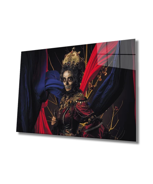 Kadınlar Kafatası Kraliçesi Dekoratif ve Modern Cam Tablo ürün görseli