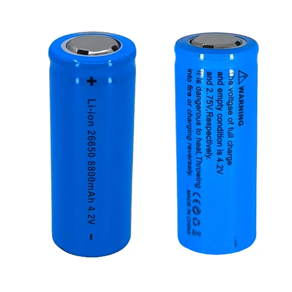 Hedyex 26650 Şarjlı Pil 8800mAh 4.2V Li-ion Pil Mavi 1Li Premium - 5