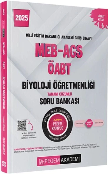 2025 MEB AGS ÖABT Biyoloji Öğretmenliği Tamamı Çözümlü Soru Bankası Pegem Akademi