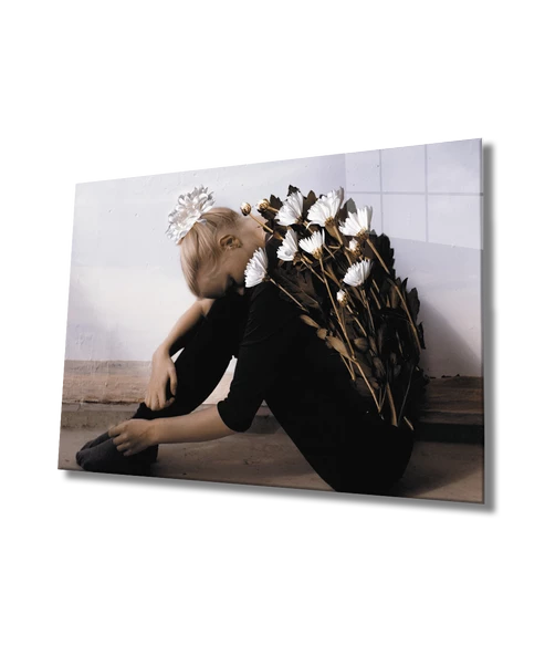Kadınlar Çiçek Dekoratif ve Modern Cam Tablo Women Flower ürün görseli