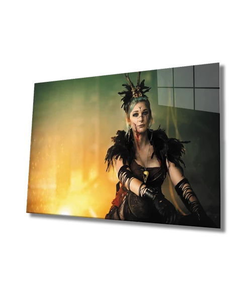 Kadınlar Vikingli Savaşçı Dekoratif ve Modern Cam Tablo ürün görseli