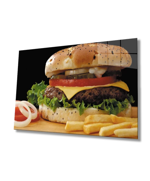 Hamburger Hamburger  Dekoratif ve Modern Cam Tablo ürün görseli