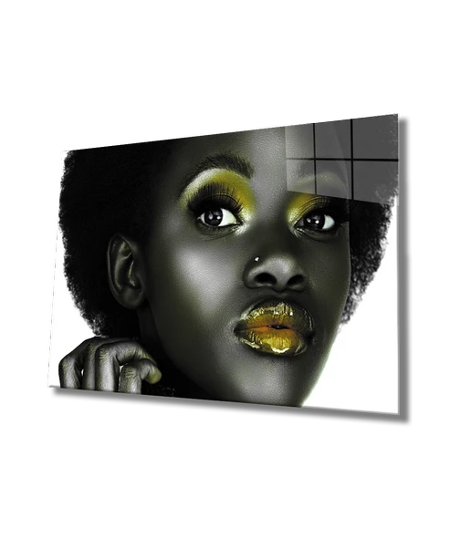 Kadınlar Afrika Kreliçesi Dekoratif ve Modern Cam Tablo