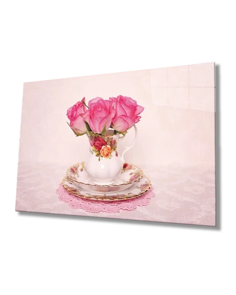 Fincanda Pembe Güller Pink Roses in Cup Table ürün görseli