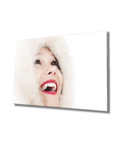 Kadınlar Beyaz Mutluluk Dekoratif ve Modern Cam Tablo  ,Women White  Happiness