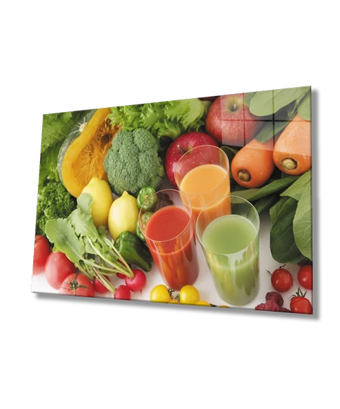 Meyve Sebze Meyve Suyu Dekoratif ve Modern Cam Tablo ürün görseli