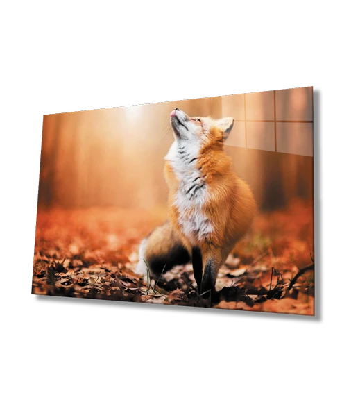 Kurt Manzara Dekoratif ve Modern Cam Tablo   Wolf Landscape