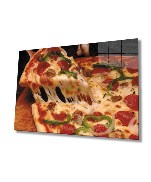 Pizza Dekoratif ve Modern Cam Tablo   Pizza ürün görseli