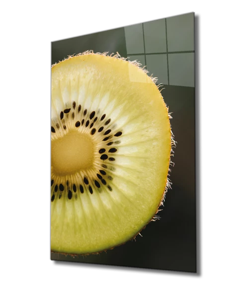 Sarı Kivi Dekoratif ve Modern Cam Tablo Yellow Kiwi