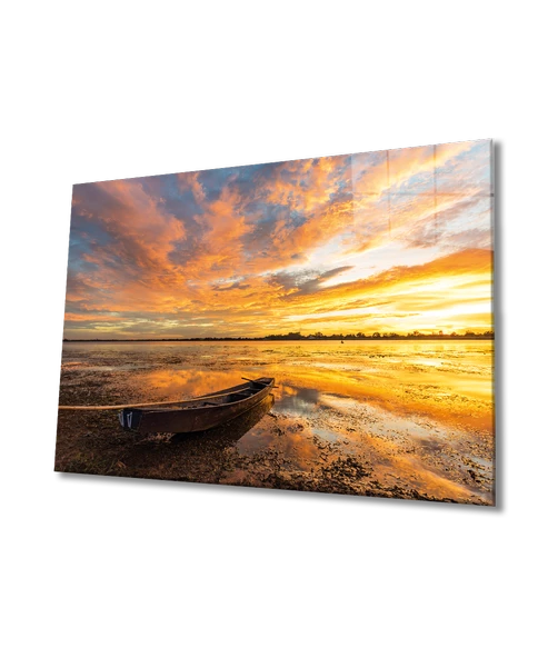 Günbatımı Deniz  Dekoratif ve Modern Cam Tablo, Sunset Sea ürün görseli