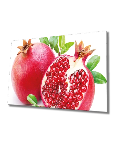 Nar Dekoratif ve Modern Cam Tablo Pomegranate Art