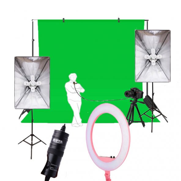 Vlogger Kit Pro Sürekli Video Işık Softbox VE Ring Light Led Kit