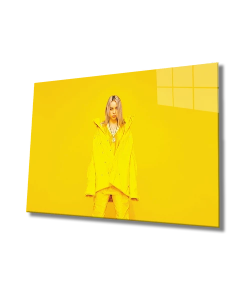Kadınlar Sarı Enerjisi Dekoratif ve Modern Cam Tablo