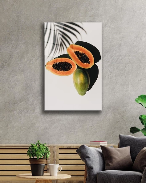 Avakado Dekoratif ve Modern Cam Tablo Avocado Wall Hanging