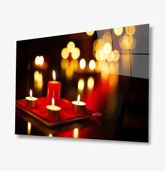 Mum Kandil Dekoratif ve Modern Cam Tablo ürün görseli