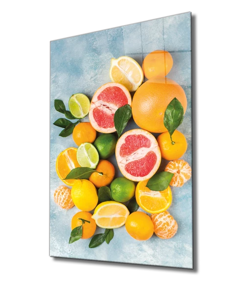 Portakallar Dekoratif ve Modern Cam Tablo Oranges