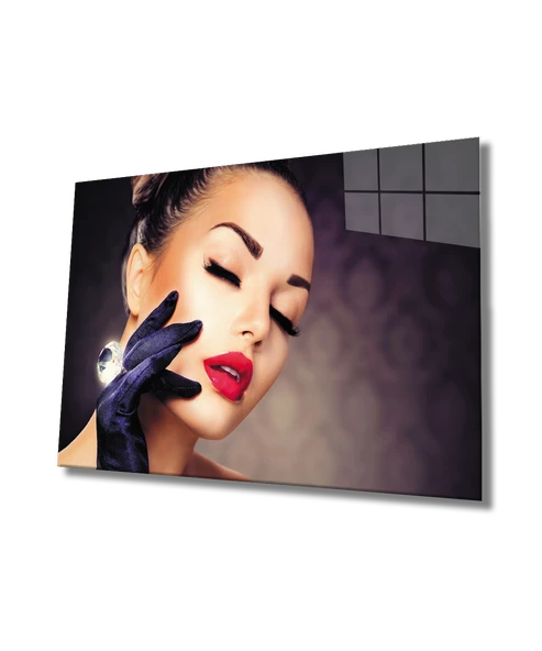 Kadınlar Elmas Yüzük Dekoratif ve Modern Cam Tablo
