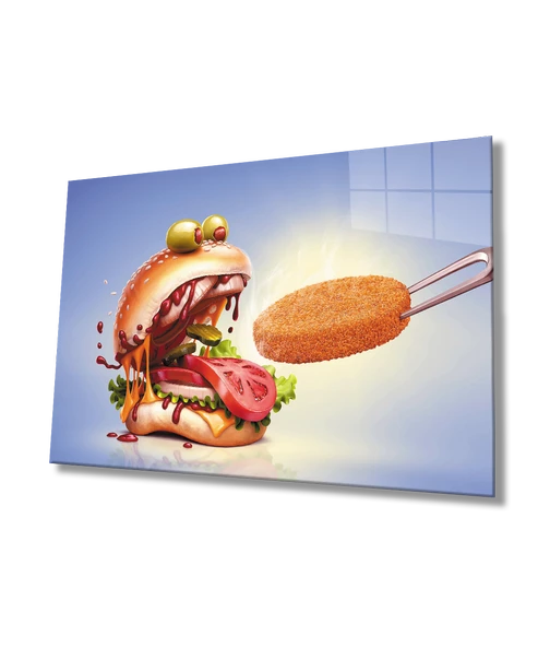 Hamburger Mutfak Dekoratif ve Modern Cam Tablo