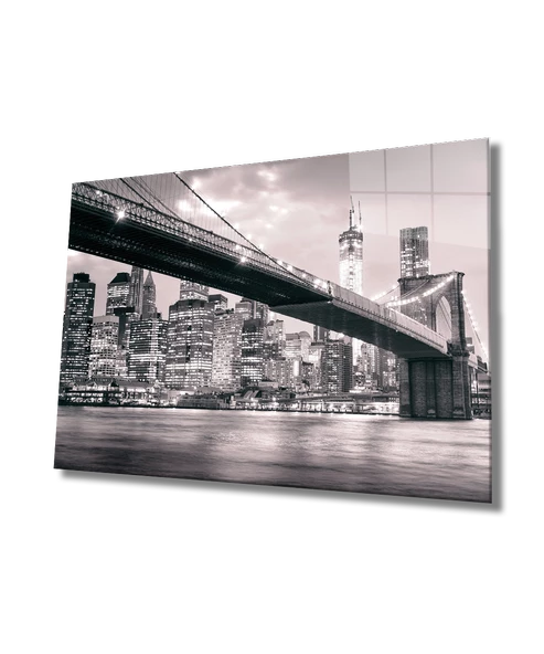 Şehir KöprManzaralı Dekoratif ve Modern Cam Tablo Urban Area View